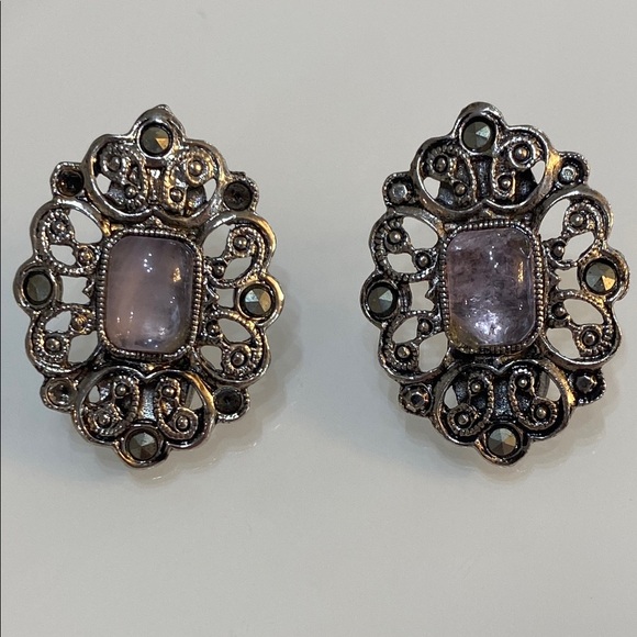 Jewelry - Elegant Silver tone and Purple Earrings